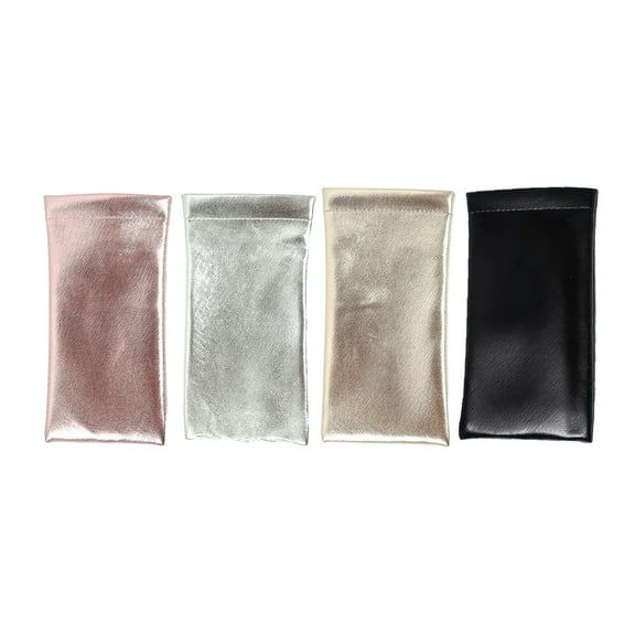 4 Pcs Sunglass Case Eyeglasses Pouch Portable Squeeze Top Vegan Leather Soft Glasses Case Anti-Scratch Sunglasses Bag