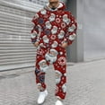 thumbnail image 5 of Men's Casual Christmas Printed Long-sleeved Hooded Sweatshirt and Sweatpants Two-piece Set, Fleece-Lined for Holiday Gifts Winter Sports and Festive Events,Deep Red,M, 5 of 6