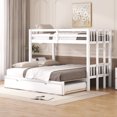 thumbnail image 3 of Bellemave Twin Over Twin/King Bunk Beds with Trundle, Solid Wood Extendable Bunk Beds Can for 4 People, Twin Over Full Bunk Bed for Teens Adults (White), 3 of 8
