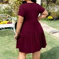 thumbnail image 4 of CYRBOKO Women's Plus Size Dresses Midi, Loose Fit Summer Short Sleeve Crew Neck Casual Dresses Wine Size XL-5XL, 4 of 6