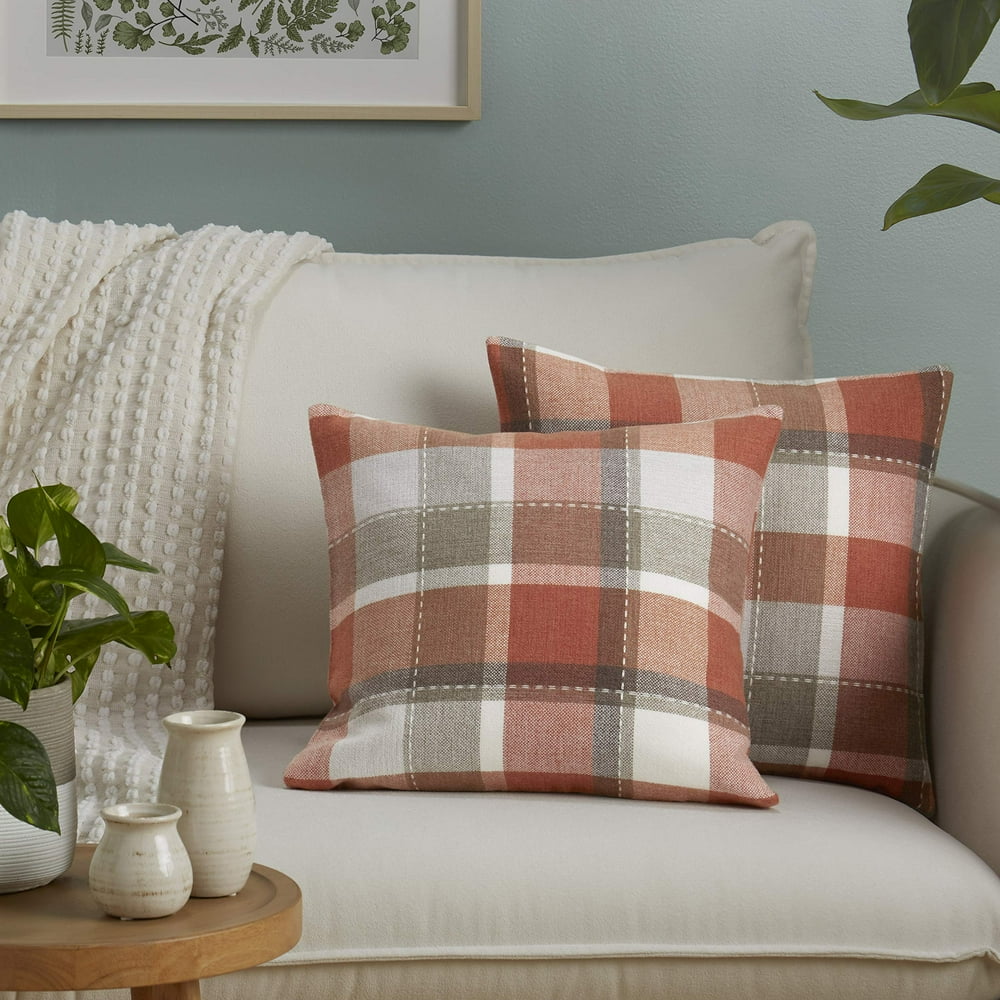 SoHome Jaquard Plaid Throw Pillow Covers 18x18, Decorative Couch Pillow