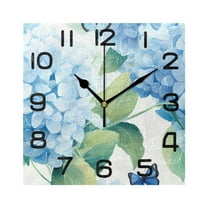 Butterflies in Hydrangea Wall Clock Square Silent Non-Ticking Battery Operated Retro 7.78" Clock Home Kitchen Office Decoration