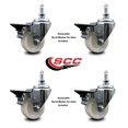 thumbnail image 2 of 3 Inch Nylon ½ Inch Threaded Stem Caster Set with Brake, 2 of 2