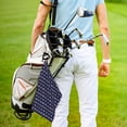 thumbnail image 5 of Lsque Purple and Blue Squares Premium Golf Towel - Ultra Absorbent and Quick Drying Microfiber Towel with Carabiner - Gift for Men -24" X 16", 5 of 8