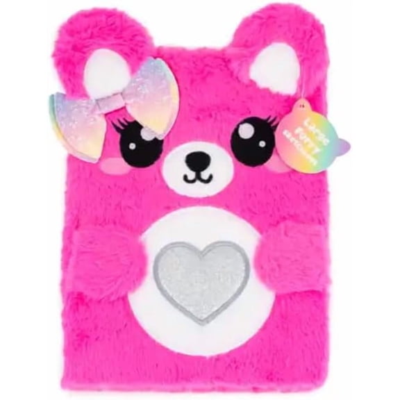 VOTUM Fuzzy Sketch Book: Personalized Artist Sketchbook: Sketching, Drawing and Creative Doodling. Notebook and Sketchbook to Draw and Journal (Bright Pink Bear)