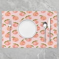 thumbnail image 2 of Juicy Peach Print Table Place Mats, Set 18"x12" Cute Summer Fruit Placemats Set of 4 for Decor Pink Peach Placemat for Kitchen Dining Table Decor Indoor Outdoor Leaves, 2 of 4