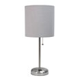 thumbnail image 1 of LimeLights Stick Lamp with Charging Outlet and Fabric Shade, 1 of 5