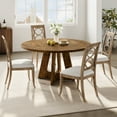 thumbnail image 3 of 47 Inch Round Farmhouse Dining Table for 4-6 People, Gray Distressed Wood Table with Rustic Base, Circular Kitchen Table for Dining Room, Living Room, Small Space (No Chairs Included), 3 of 11
