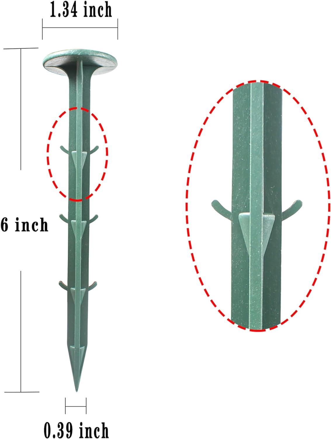 ABPETE plastic stakes,6 Inch Plastic Garden Lawn Stakes, Landscape Anchors Rustproof Spikes for Ground Lawn Edging, Weed Fabric, Tarp, Christmas Yard Decor, Camping Tent (100 pack)