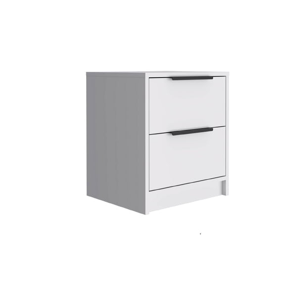 Knubmt 2 Drawer Nightstand with Handle, Wood Beside Table for Home, Bedroom, White