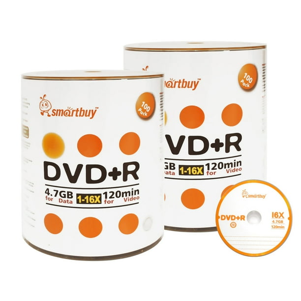 200 Pack Smartbuy 16x Dvd R Dvdr 4 7gb Logo Top Non Printable Data Video Blank Recordable Disc Walmart Com Walmart Com