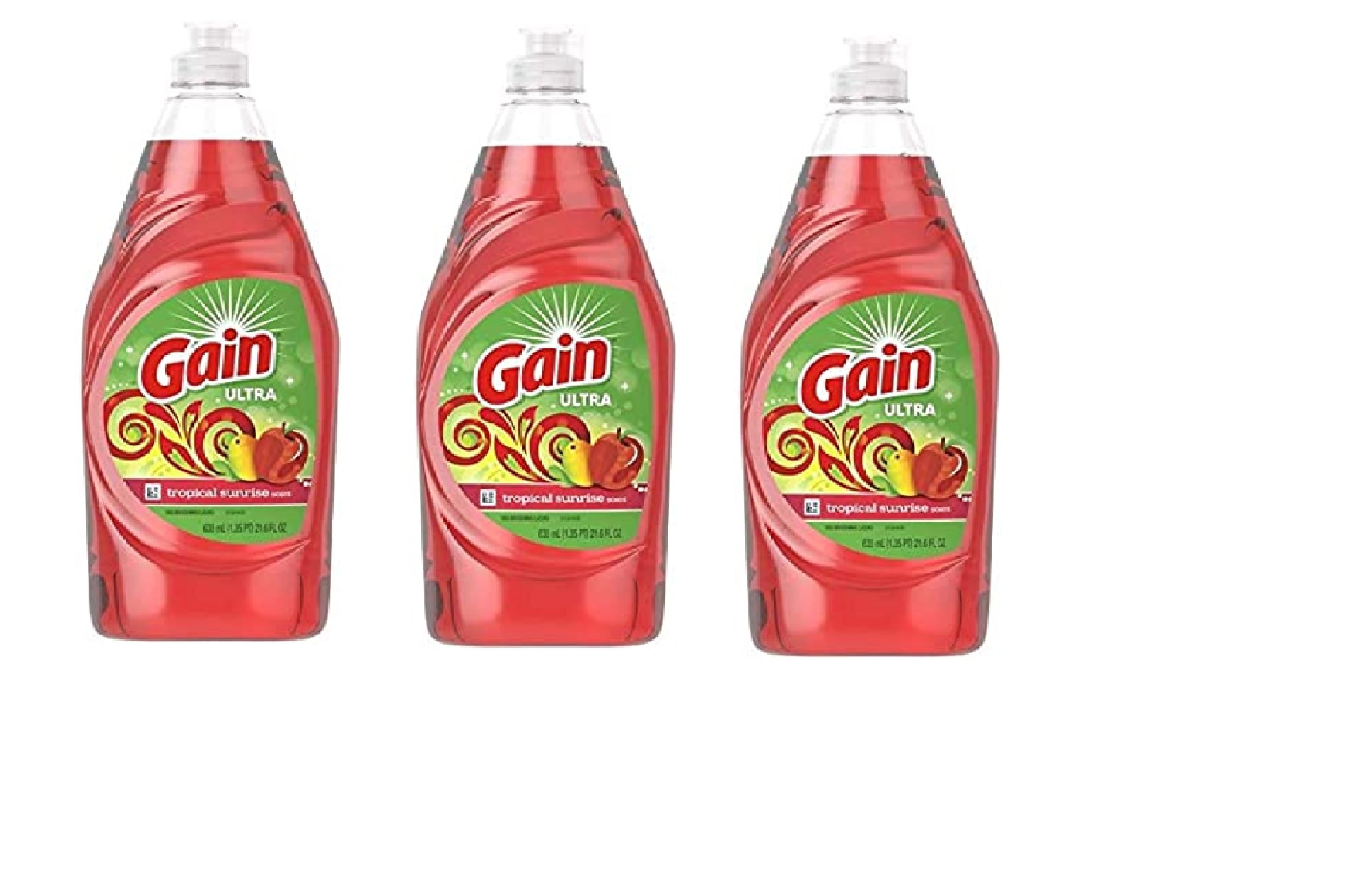 Gain Ultra Dishwashing Liquid Dish Soap, Tropical Sunrise Scent - 21.6 oz Pack of 3