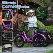 MOONCOOL TK1 Folding Electric Tricycle for Adults,48V 14.5Ah Removable battery, 1000W Motor, 20 Fat Tire Step-Thru 3 Wheel Electric Bicycle W/ Front & Rear Storage Bag Kit