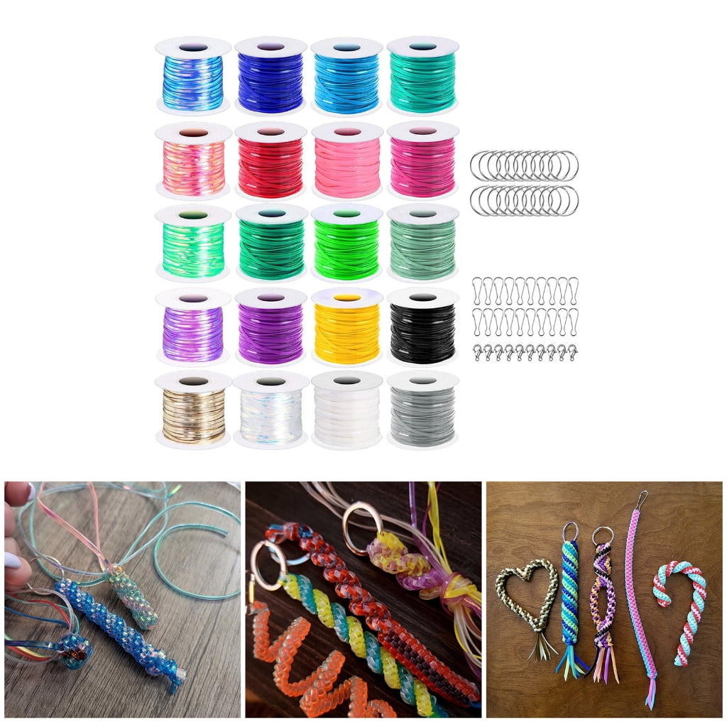 RYUJNDK Craft Lanyard String 20 Roll Multicolor Plastics Lace for Bracelets Handy Keychain Components for Homemade Craft