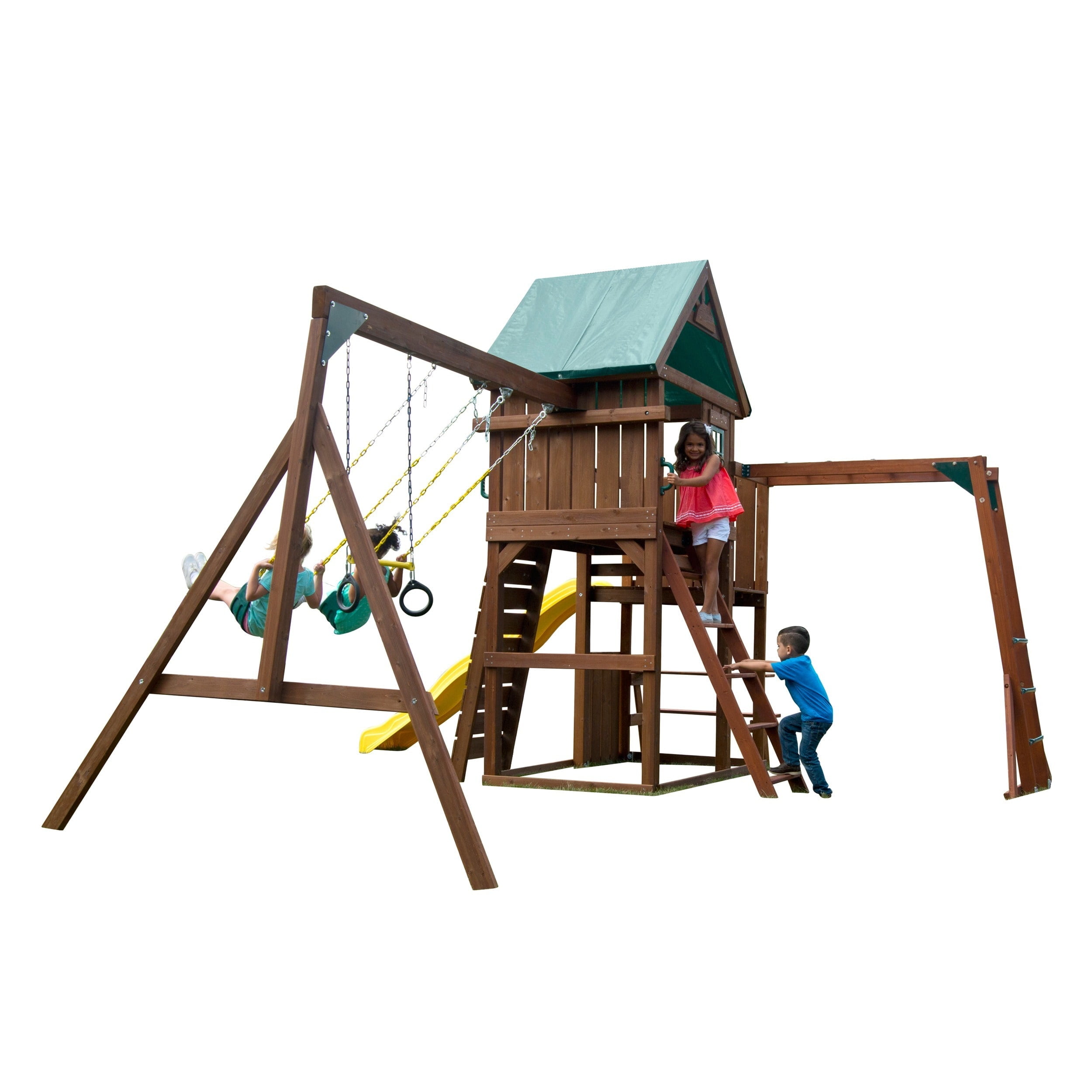 Swing N Slide Chesapeake Wooden Swing Set With Slide Heavy Duty Swings And Monkey Bars