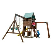 Swing-N-Slide Chesapeake Wooden Backyard Swing Set with Slide, Heavy Duty Swings, Climbing Wall, and Monkey Bars