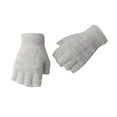 thumbnail image 3 of Women's Solid Color Double-Sided Fleece Fingerless Gloves, Thermal Knit Convertible Mittens, Winter Warm Half Finger Gloves, Non-Slip Grip Touchscreen Compatible - Grey, 3 of 4