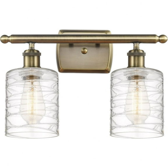 516-2W-AB-G1113-LED-Innovations Lighting-Cobbleskill - 2 Light Bath Vanity In Art Nouveau Style-9 Inches Tall and 16 Inches Wide Antique Brass Clear