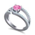 thumbnail image 2 of 2.50 Ct Round Shape Pink Sapphire & Aquamarine Gemstone Sparkle Wedding Ring for Women Solid 14K White Gold Size 3.5 by Diamond-Capitals, 2 of 8