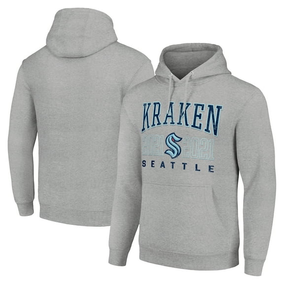 Men's Starter Heather Gray Seattle Kraken  Graphic Pullover Hoodie