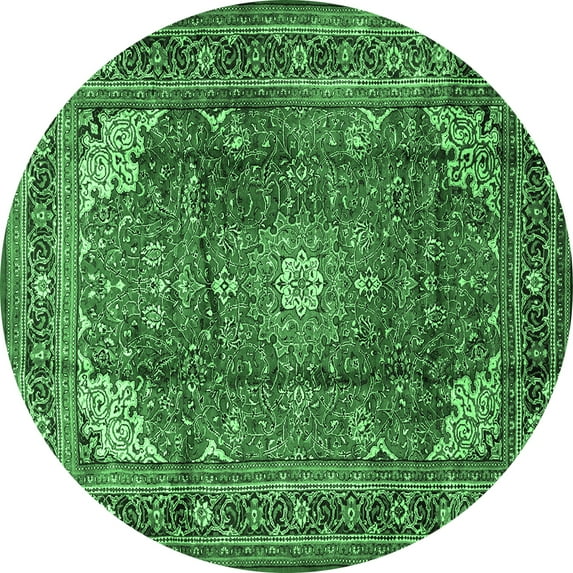 Ahgly Company Indoor Round Persian Emerald Green Traditional Area Rugs, 7' Round