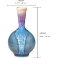 thumbnail image 3 of Small Ceramic Lake Blue Long-Neck Wide-Mouth Pottery Vase with Five Ceramic Flowers, 3 of 8