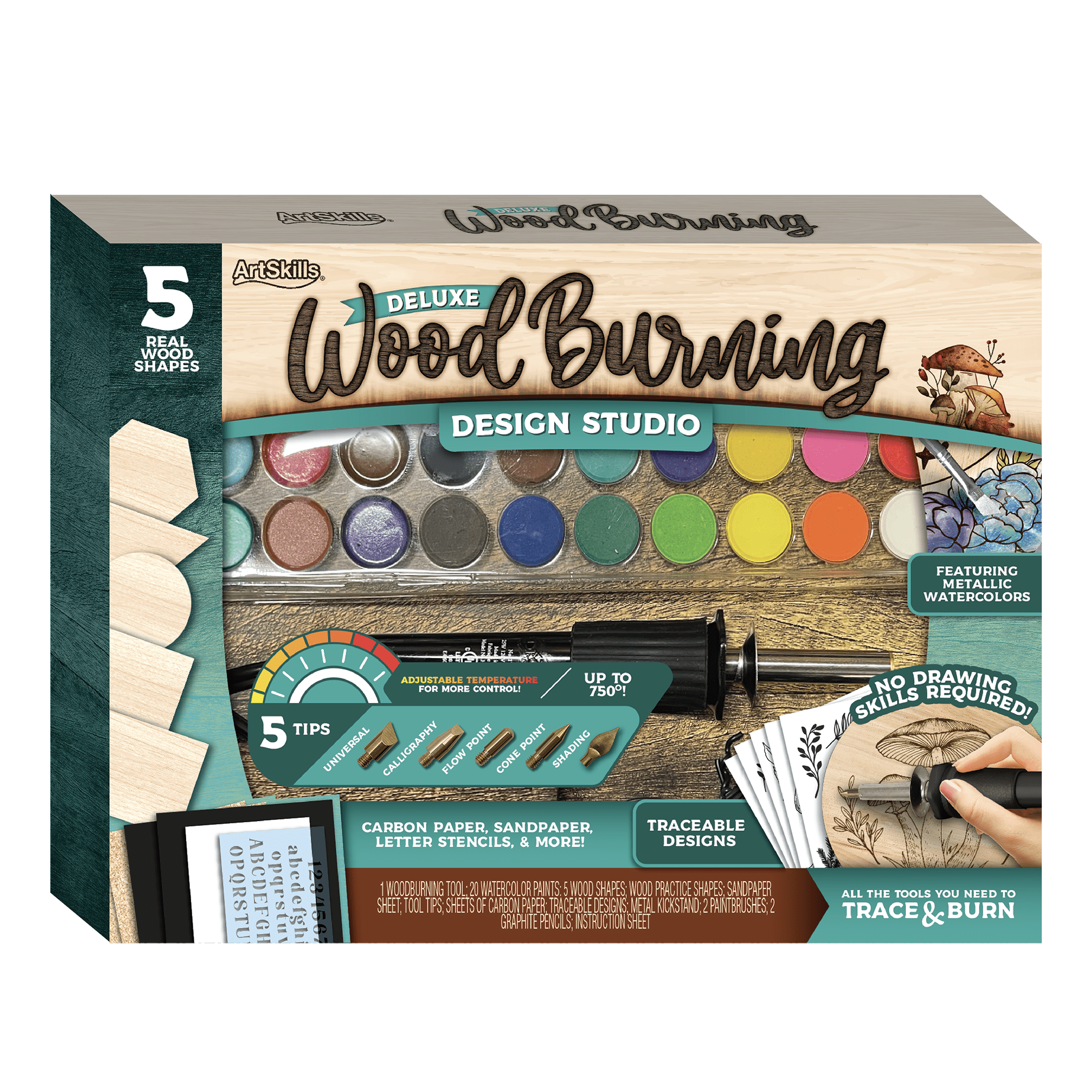ArtSkills Deluxe Wood Burning Kit for Beginners with Adjustable Temperature Wood Burning Tool & Tips, Adult Crafts