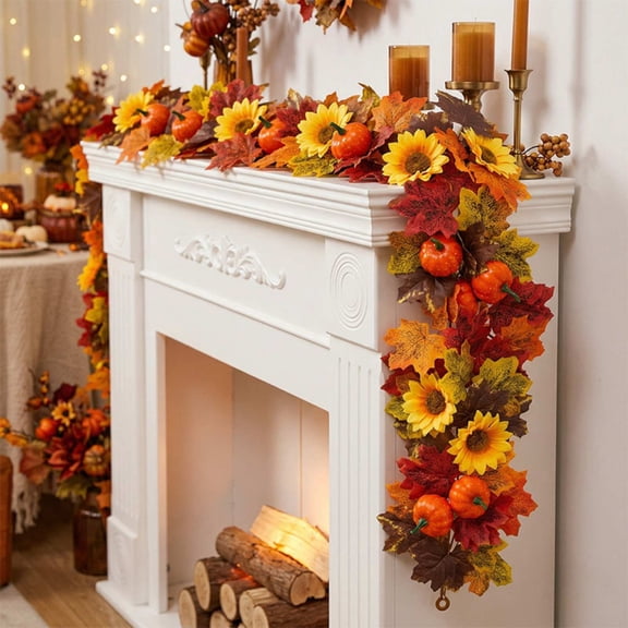 Liamobondopolis Artificial Fall Garland for Home Decor Thanksgiving Fireplace Mantel and Seasonal Indoor Accent Styling 6.5 Ft