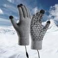 thumbnail image 3 of Opolski Usb Heated Winter Gloves Electric Heated Gloves Usb Winter Warm Knitted Touchscreen Mittens for Outdoor Cycling Skiing Grey, 3 of 8