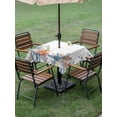 thumbnail image 4 of Outdoor Tablecloths with Umbrella Hole & Zipper, Orange Blue Starfish Coastal 54x54 Inch Square Tablecloths, Nautical Beach Eucalyptus Waterproof Table Cloth, Patio/Pool/Picnic Table Covers, 4 of 8