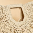 thumbnail image 4 of Bolso de playa de señora de verano Bolso tejido a mano vintage en forma de luna para viajes (Beige), 4 of 8