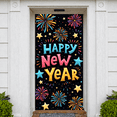 thumbnail image 5 of Colorful Fireworks Happy New Year Banner Starry Design New Year Display Festive Multicolor Festive Backdrop for New Year Party Holiday Celebration Indoor Decoration, 5 of 9