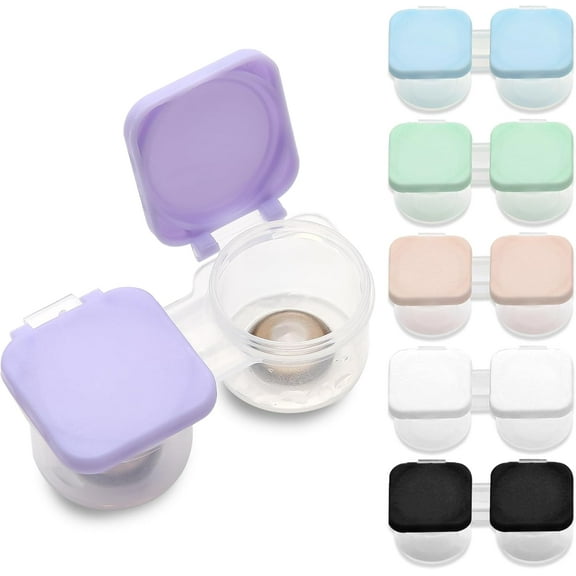 12-Pack Flip-Top Contact Lens Tight Lid Case Holder Storage Box Container Assorted Colors Deep Well Cute Contact Lens Case Travel Kit