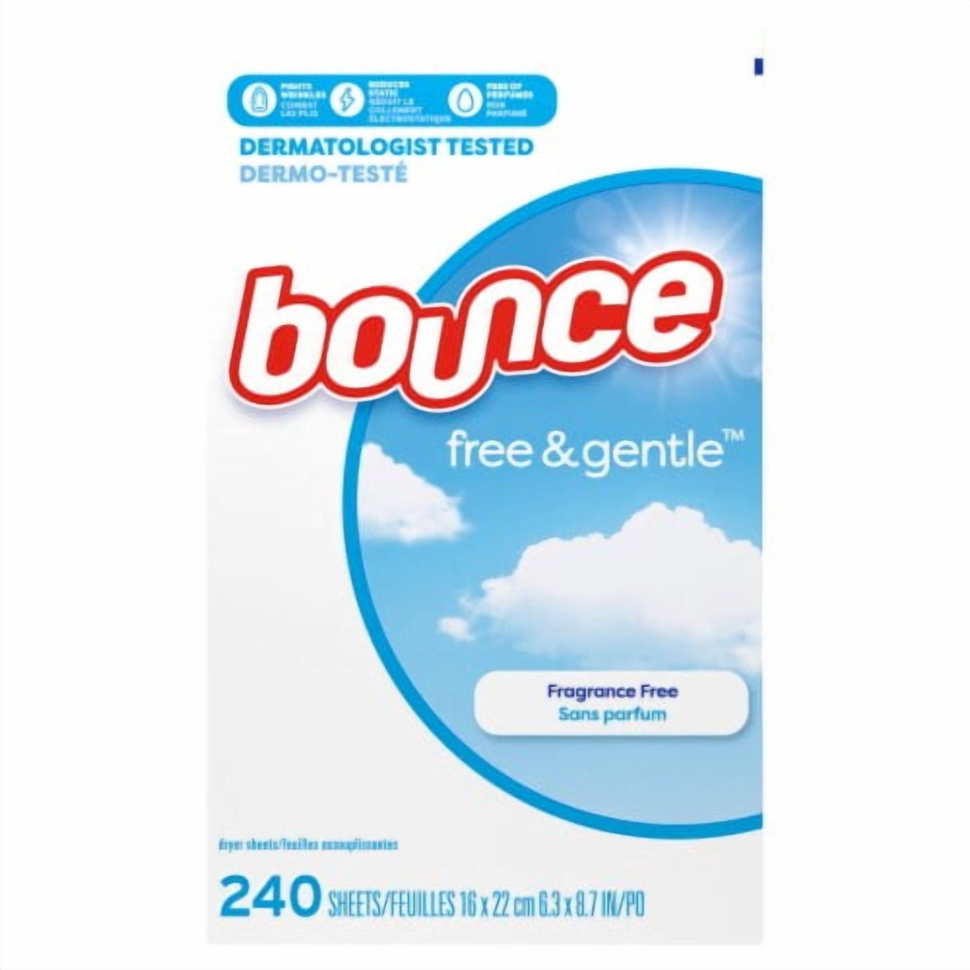 Bounce Free Unscented Dryer Sheets 240 ct - Pack of 2