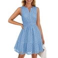 thumbnail image 1 of Vestido de verano ZESICA sin mangas con cuello en V y ojales azul claro, 1 of 7