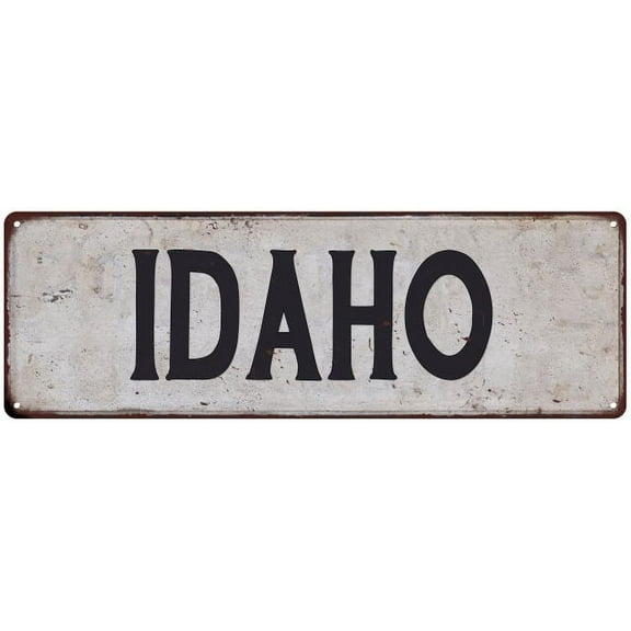 IDAHO Vintage Look Rustic Metal 8x24 Sign City State 108240041010