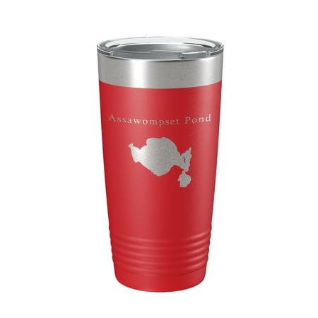 

Assawompset Pond Tumbler Lake Map Travel Mug Insulated Laser Engraved Coffee Cup Massachusetts 20 oz Red