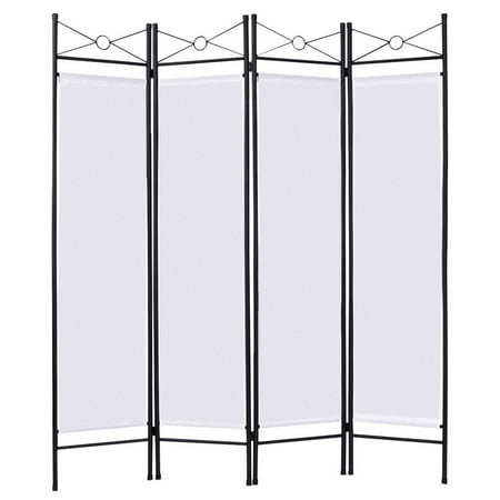 4 Panel Screen China - Costway White 4 Panel Room Divider Privacy Screen Home Office Fabric Metal Frame