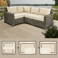thumbnail image 6 of Krikacy Outdoor Wicker Armless Sofa Chair, All-Weather HDPE Wide-Seated w/Thick Cushions, Beige, 6 of 7