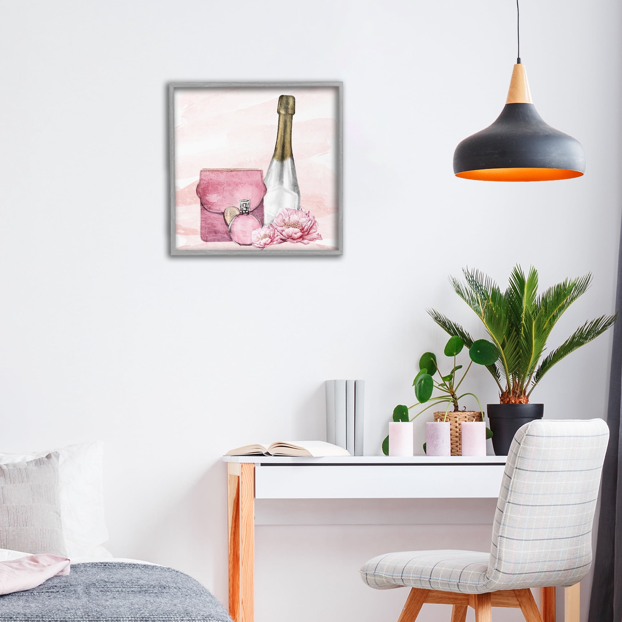 Stupell Industries Glam Time Champagne Gray Framed Giclee Art, design by Kim Allen