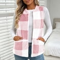 thumbnail image 4 of cocolona Womens Fleece Vest Crew Neck Open Front Sleeveless Jacket Fall Winter Loose Casual Plaid Outerwear, 4 of 7