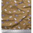 thumbnail image 2 of Soimoi Brown polyester Crepe Fabric Anchor Hook & Small Country Flag Print Sewing Fabric Yard 42 Inch Wide, 2 of 3