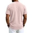 thumbnail image 4 of Sewkxo Men's Linen Shirts Short Sleeve Casual Shirts Button Down Shirt for Men Beach Summer Shirt,Pink M, 4 of 8