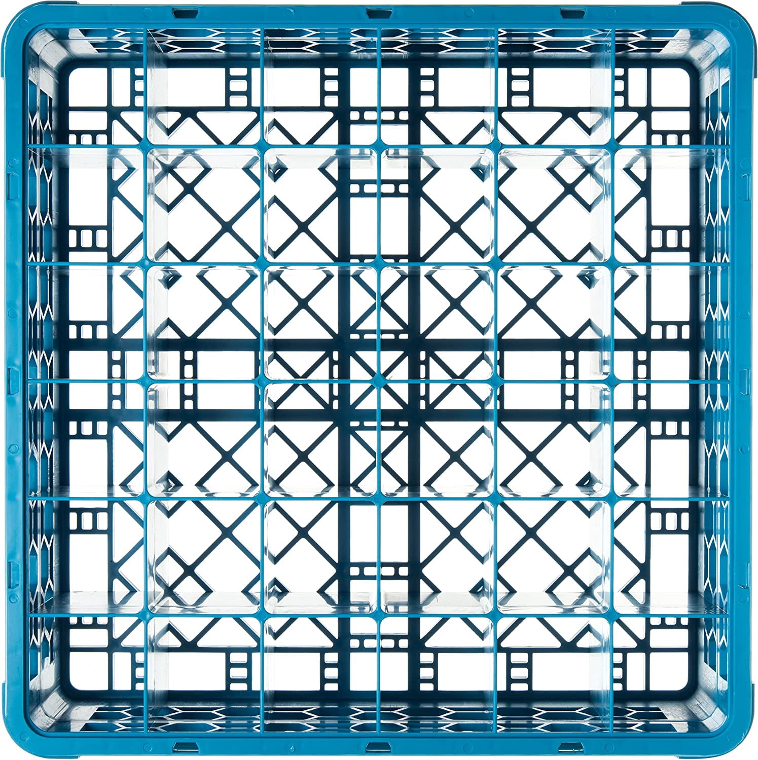 Opticlean Divided Glass Rack with 36 Compartments, Blue, 19.88 x 19.88 x 5.50 Inches for Kitchen and Restaurant