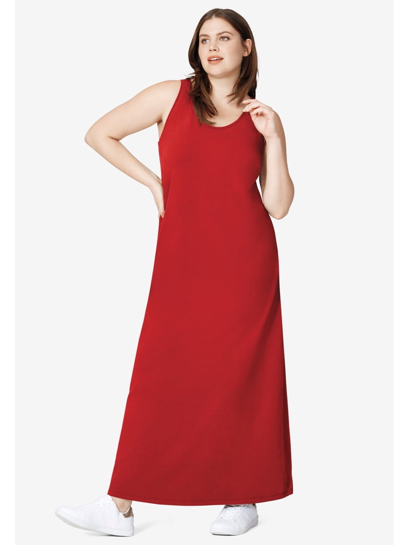 ellos Women's Plus Size Sleeveless Knit Maxi Dress - 10/12, Navy Print -  Walmart.com