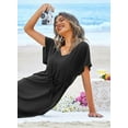 thumbnail image 3 of Ekouaer Women's Cover Up Short Sleeve Beachwear Coverups Loose V-Neck Bikini Beach Tunic Top, 3 of 6