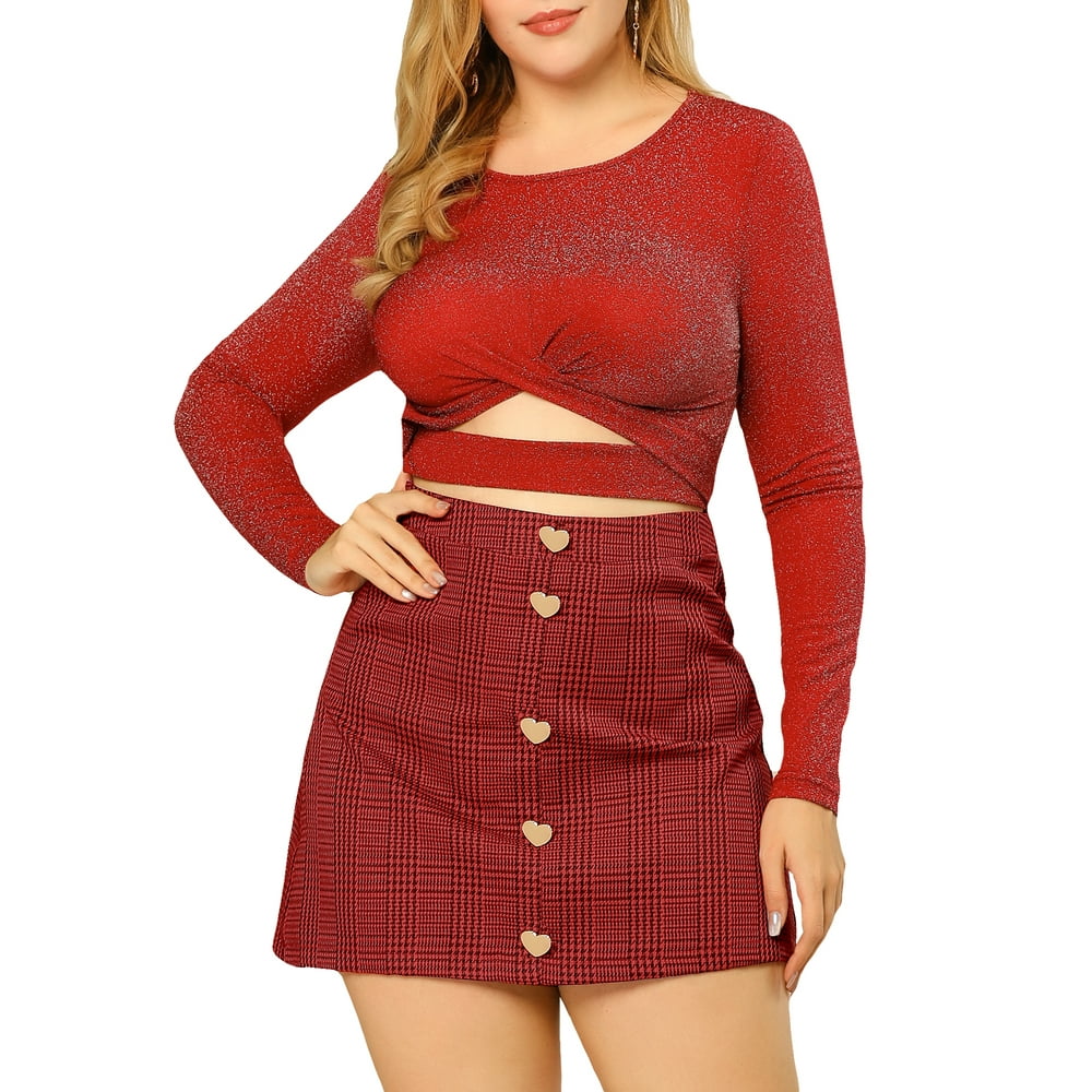 Unique Bargains Women's Houndstooth Plaids High Waist ALine Mini Skirt