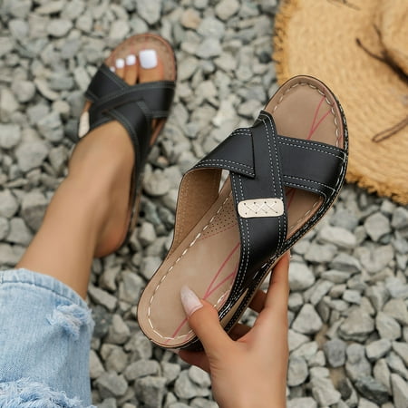 

Vedolay Sandals Womens Platform Wedges Sandals Dressy Summer Comfortable Beach Wedge Sandals Shoes Black 8.5