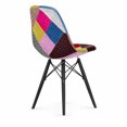 thumbnail image 3 of 2xhome - Fabric Patchwork Ann - Multi Color Side Black Dark Wood Legs Eiffel Dining Room Chair - Lounge Chair No Arm Armless Less Chair Seats, Set of 1, 1 piece, 3 of 6