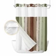 thumbnail image 2 of Sage Green No Hook Shower Curtain Waterproof,Bathroom Curtains with Snap in Liners and See Through Top Window,Farmhouse Wood Grain Vintage Brown Striped Hotel Style Bathtub Curtains Shower 48"Wx72"L, 2 of 8